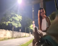 Public Bus Stop Masturbation With Hot Girl – Outdoor Handjob Blowjob